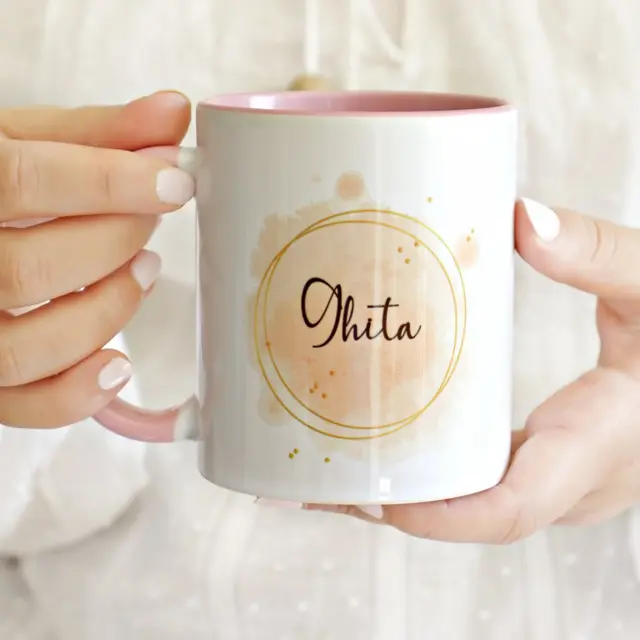 mug personnalisé rose