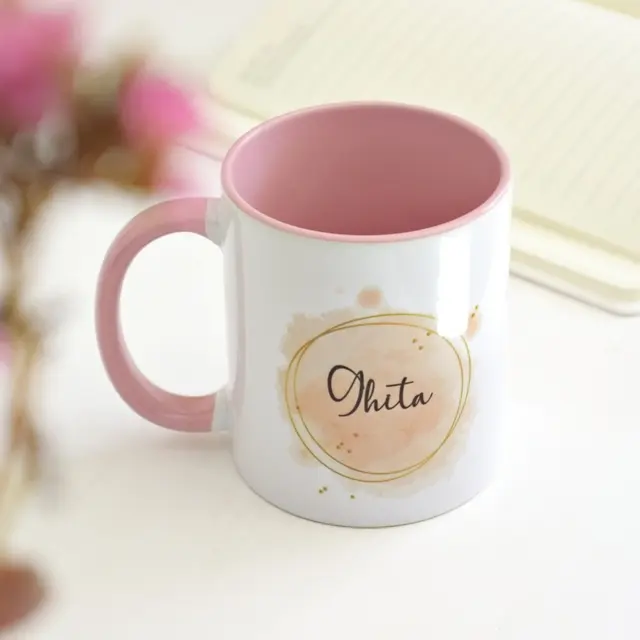 mug personnalisé rose